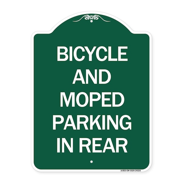 Signmission Bicycle and Moped Parking in Rear, Green & White Aluminum Sign, 18" x 24", GW-1824-24326 A-DES-GW-1824-24326 - main